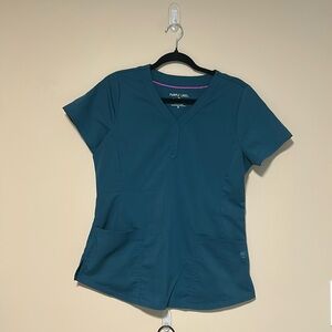 Purple Label Yoga Scrubs by Healing Hands. Caribbean color medium petite.